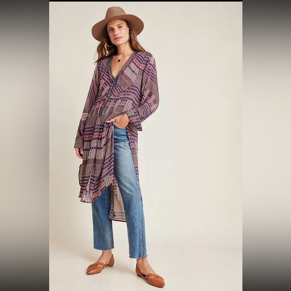 Blink London Anthropologie Lucia Tunic Long Blouse Sz Small Retro-inspired Boho - Picture 4 of 16